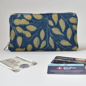 Blue and Yellow Kalamkari Ladies Wallet