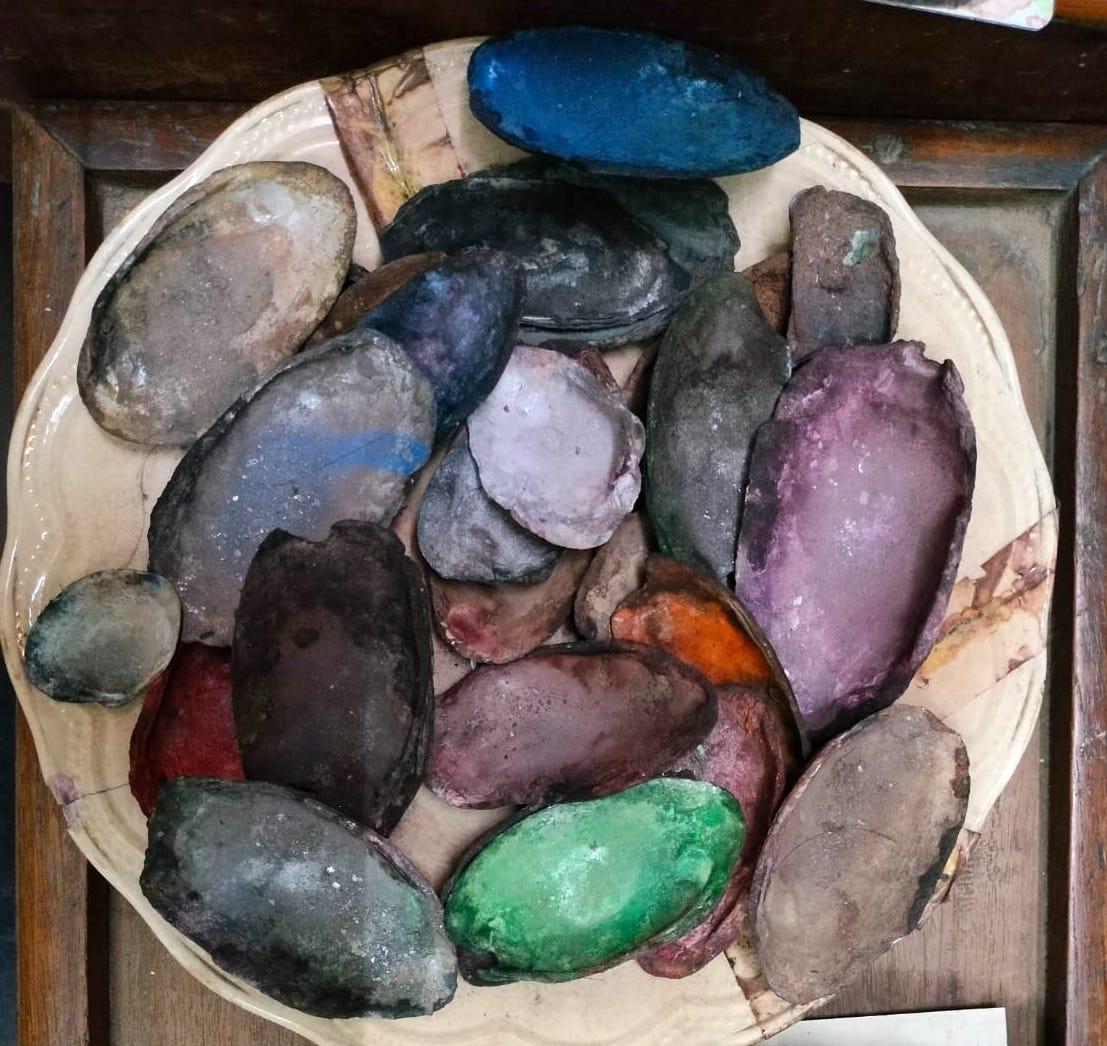 Stones used to create colours for miniature painting