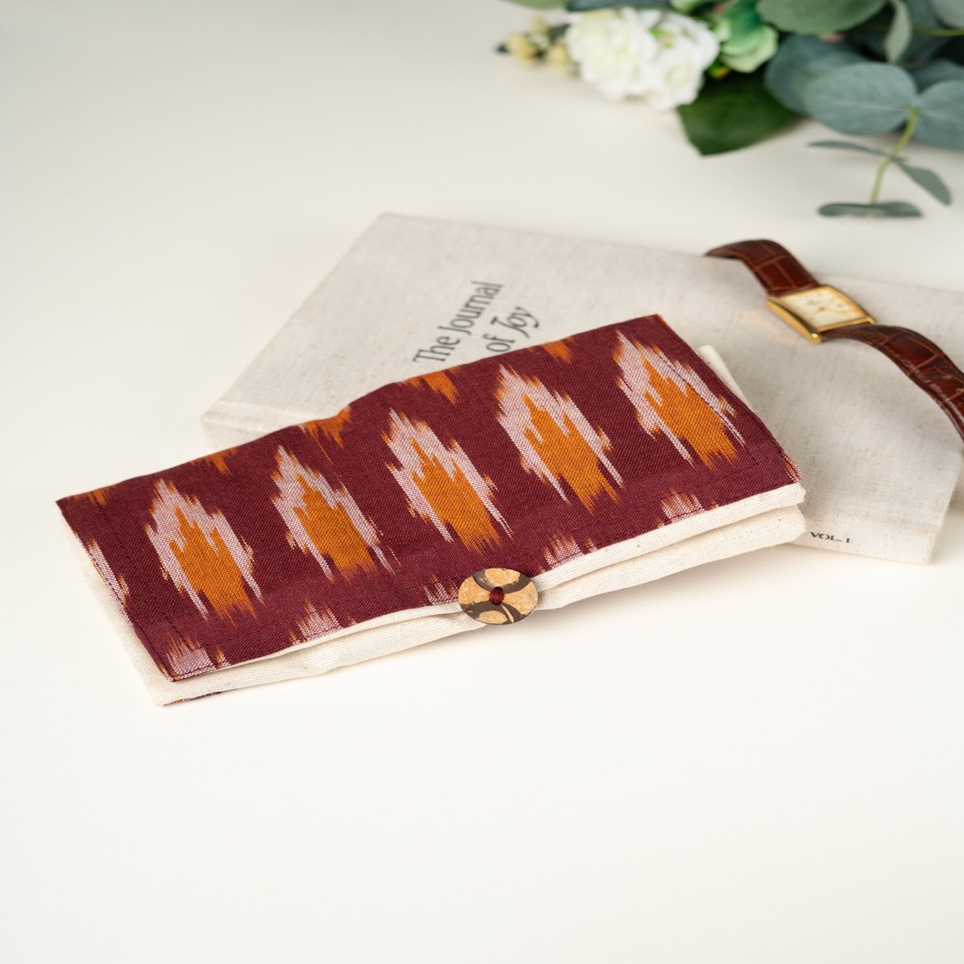 Foldable Tote Bag: Red Ikat (Single/Set of 3) - Image 3