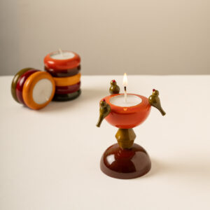 Etikoppaka Tealight holder - Birds on an hourglass