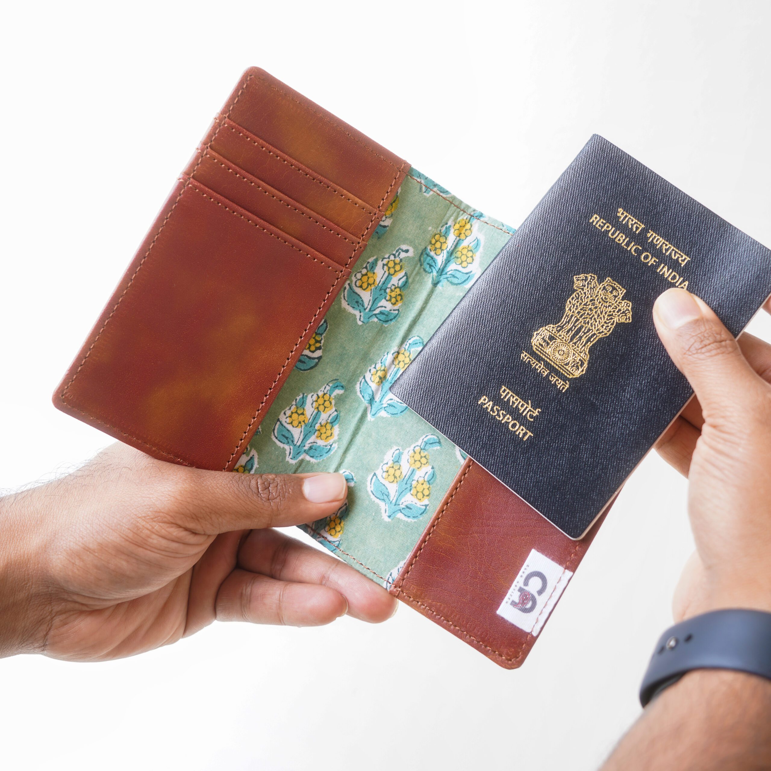 Blockprinted Fabric and vegan leather