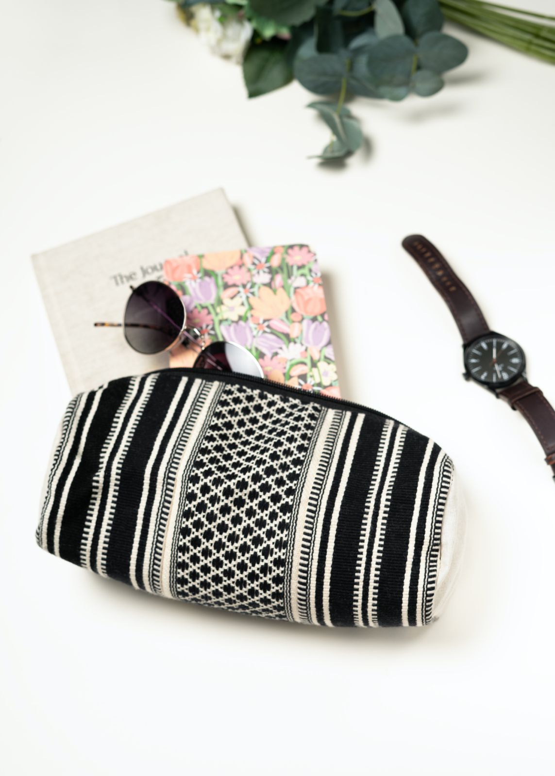 Handwoven Pouch - Black & White - Image 2